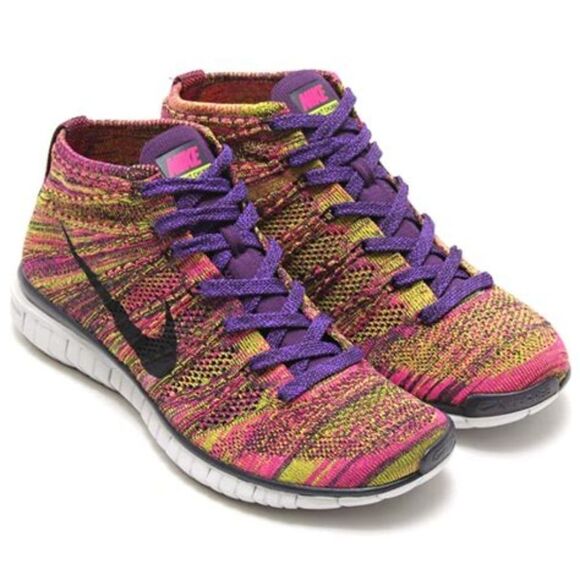 NIKE FLYKNIT Chukka Sneakerboot Mens size 11 US 45 EUR Green Pink Purple